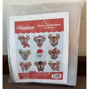 Herrschners Santa & Reindeer Ornaments Plastic Canvas Kit‎ Retro Style